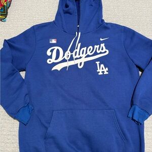 Blue Dodgers Hoodie with White Accents